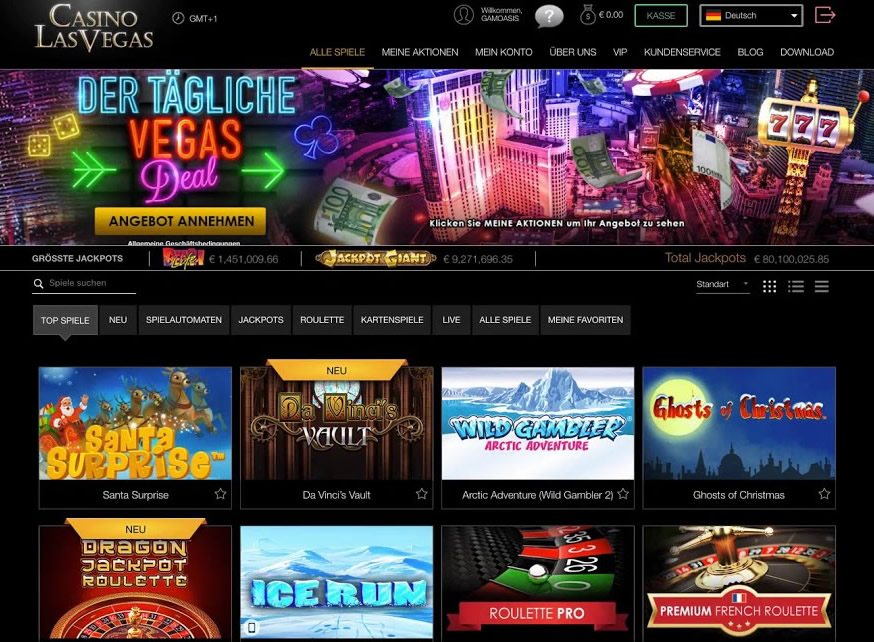 Aufbau und Struktur der Webseite Casino Las Vegas